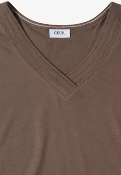 Kurzarm Shirt mit V-Neck in Unifarbe