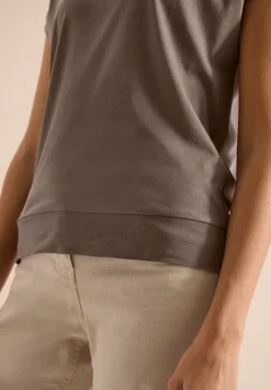 Kurzarm Shirt mit V-Neck in Unifarbe