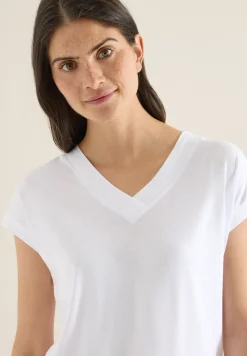 Kurzarm Shirt mit V-Neck in Unifarbe