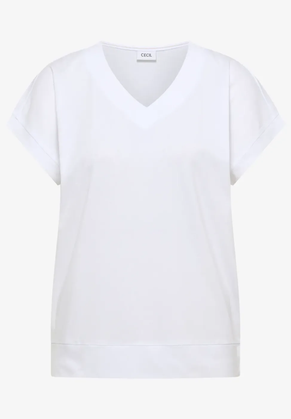 Kurzarm Shirt mit V-Neck in Unifarbe