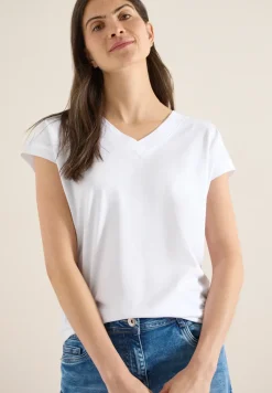 Kurzarm Shirt mit V-Neck in Unifarbe