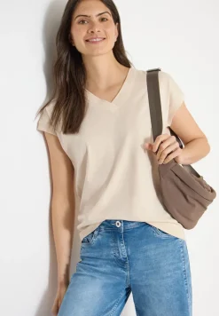 Kurzarm Shirt mit V-Neck in Unifarbe