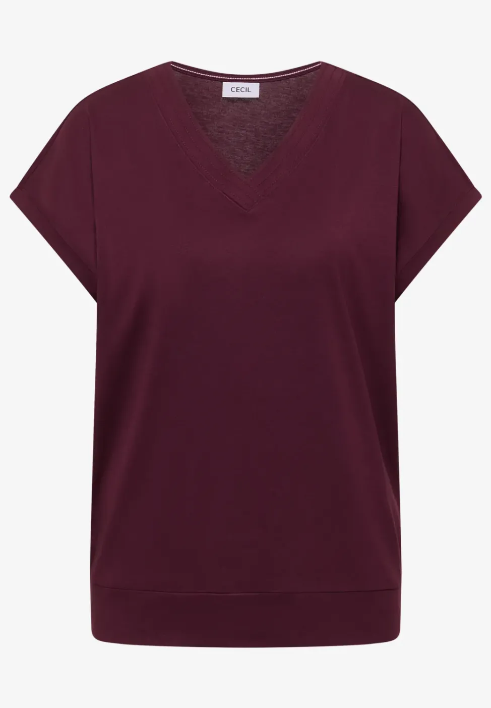 Kurzarm Shirt mit V-Neck in Unifarbe