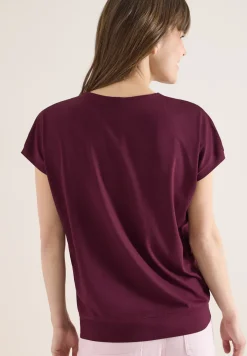 Kurzarm Shirt mit V-Neck in Unifarbe