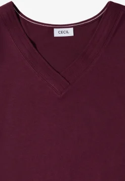 Kurzarm Shirt mit V-Neck in Unifarbe
