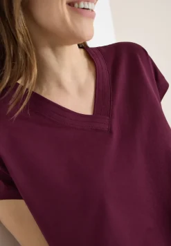 Kurzarm Shirt mit V-Neck in Unifarbe