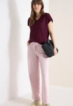 Kurzarm Shirt mit V-Neck in Unifarbe