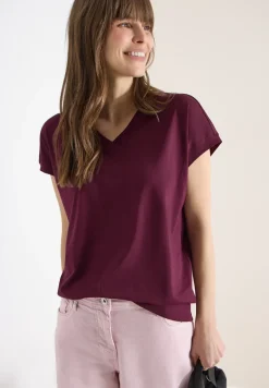 Kurzarm Shirt mit V-Neck in Unifarbe