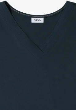 Kurzarm Shirt mit V-Neck in Unifarbe