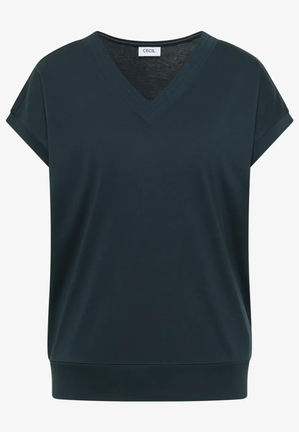 Kurzarm Shirt mit V-Neck in Unifarbe