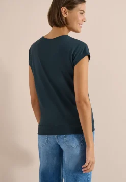 Kurzarm Shirt mit V-Neck in Unifarbe