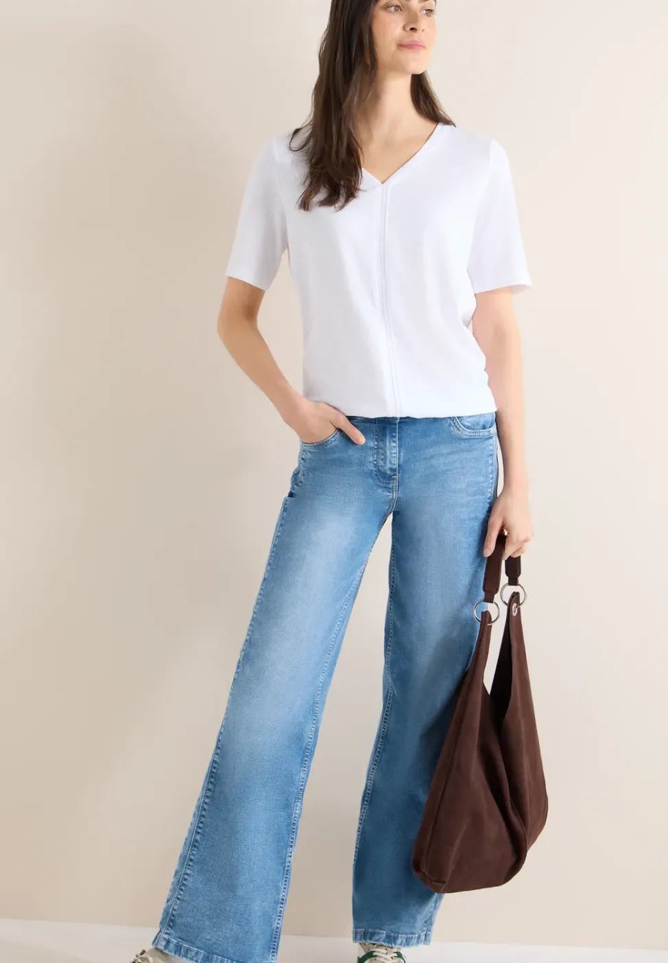 Kurzarm T-Shirt im Tunika-Look