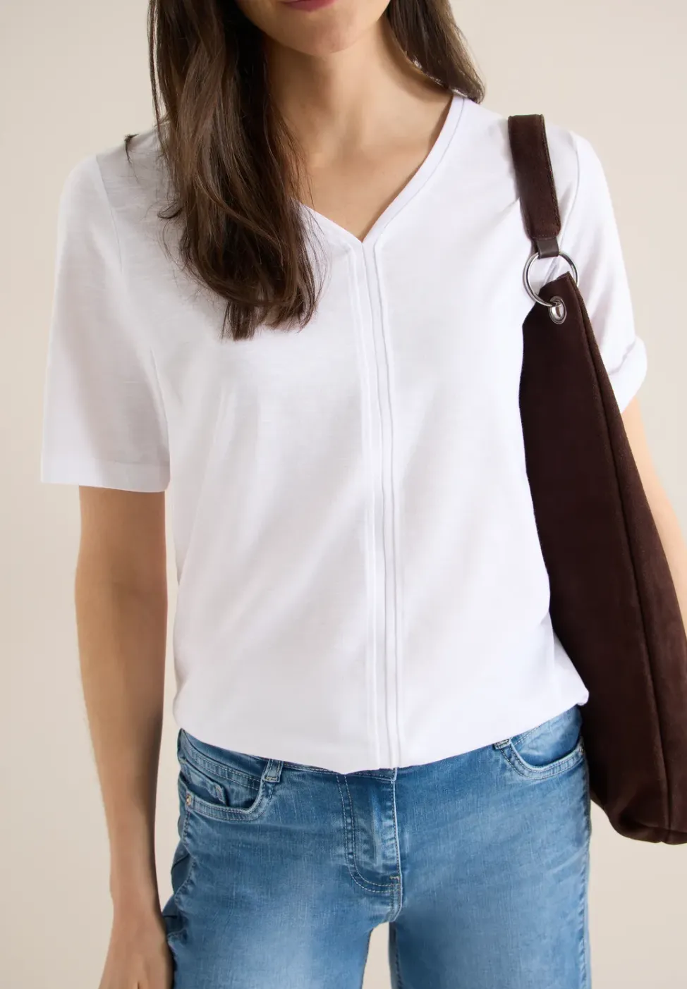 Kurzarm T-Shirt im Tunika-Look