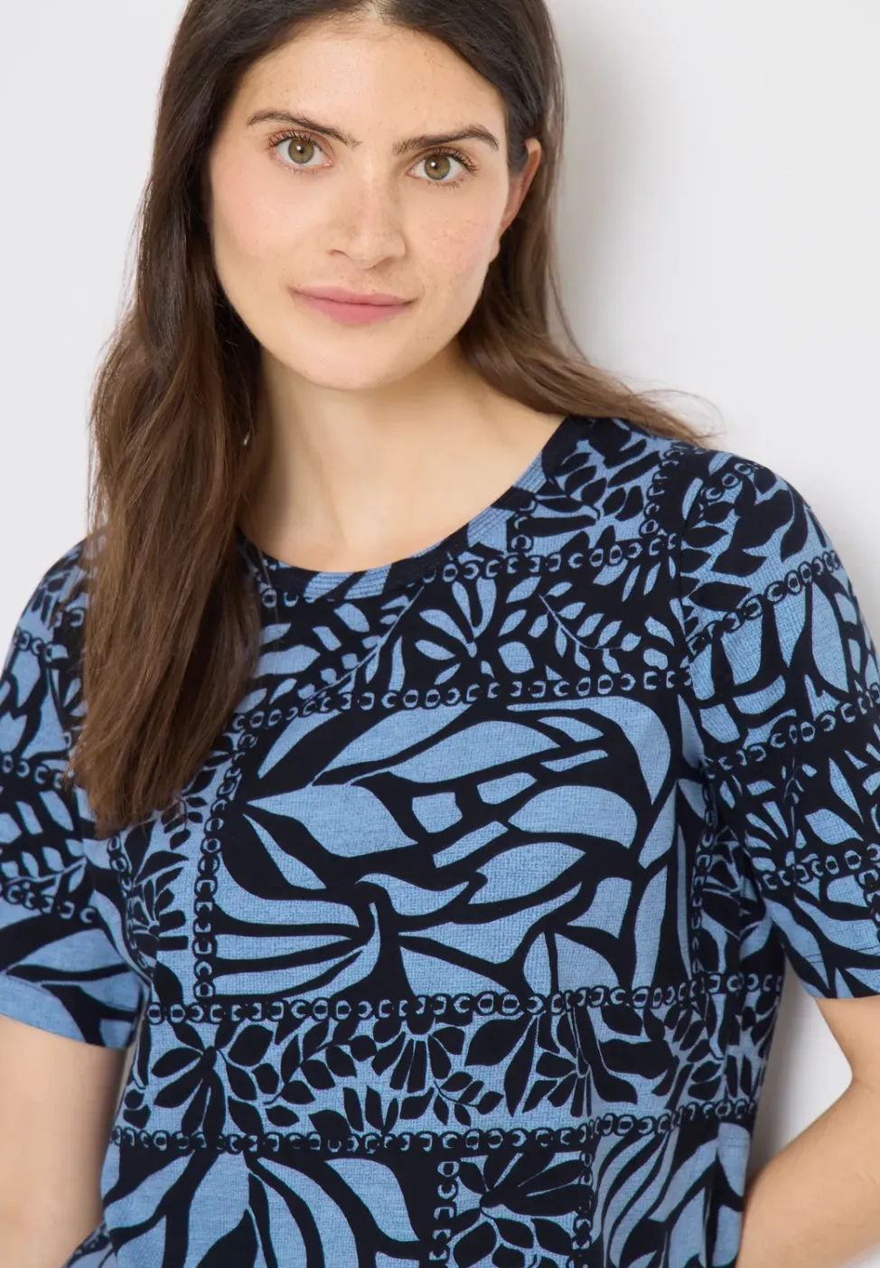 Kurzarm T-Shirt mit Patchwork Print
