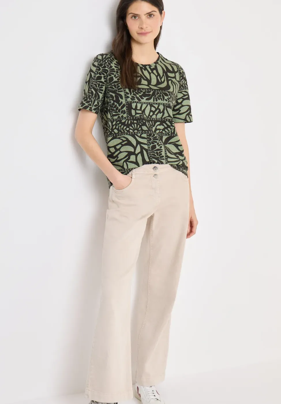 Kurzarm T-Shirt mit Patchwork Print