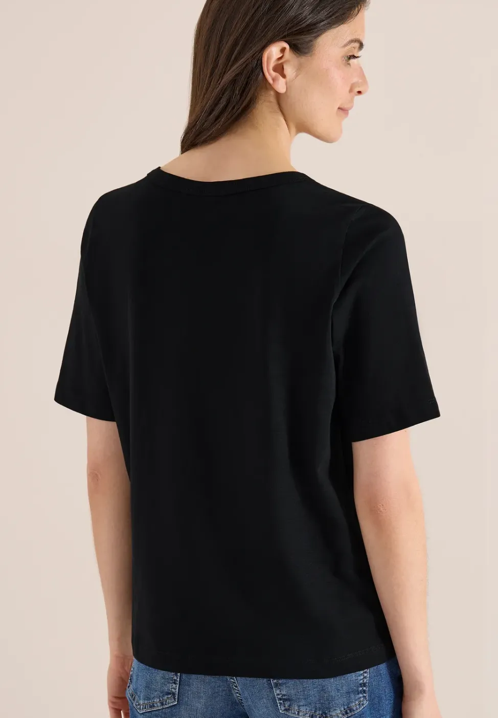 Kurzarm T-Shirt mit U-Boot-Ausschnitt