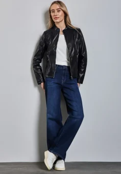 Kurze Leder-Look Jacke