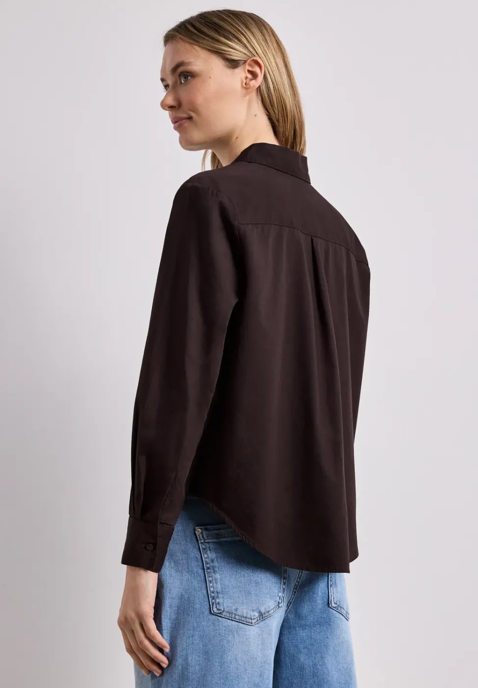 Langarm Bluse mit Hemdkragen aus Twill