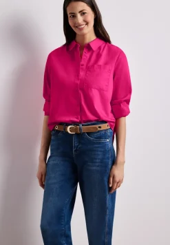 Langarm Bluse mit Hemdkragen aus Twill
