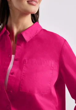Langarm Bluse mit Hemdkragen aus Twill
