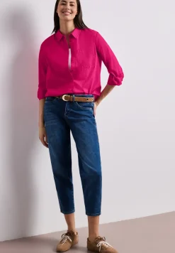 Langarm Bluse mit Hemdkragen aus Twill
