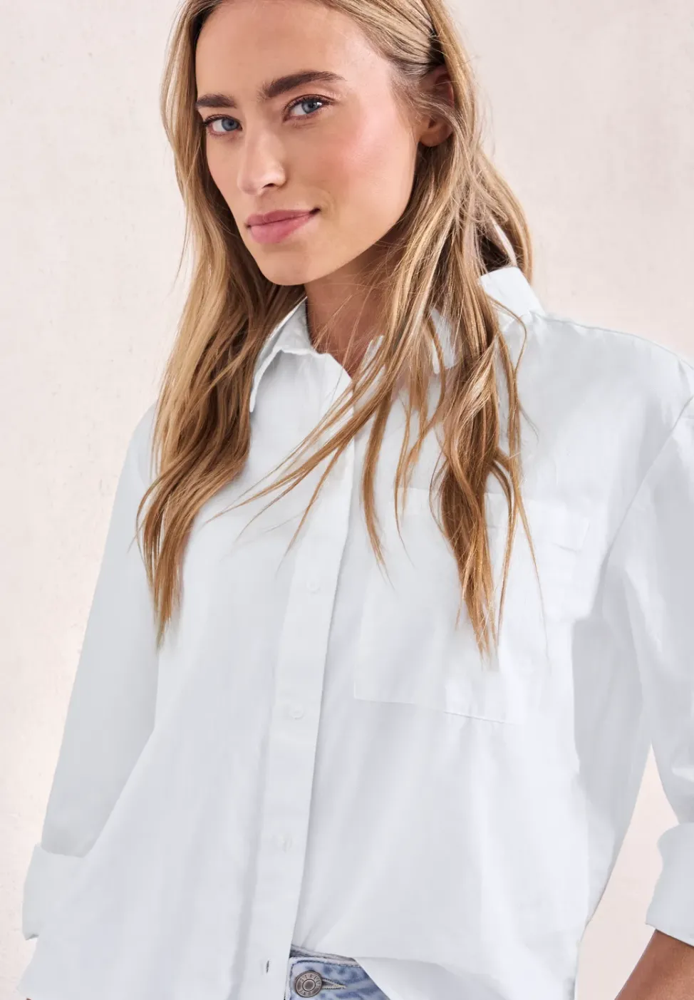 Langarm Bluse mit Hemdkragen aus Twill