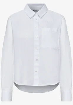 Langarm Bluse mit Hemdkragen aus Twill