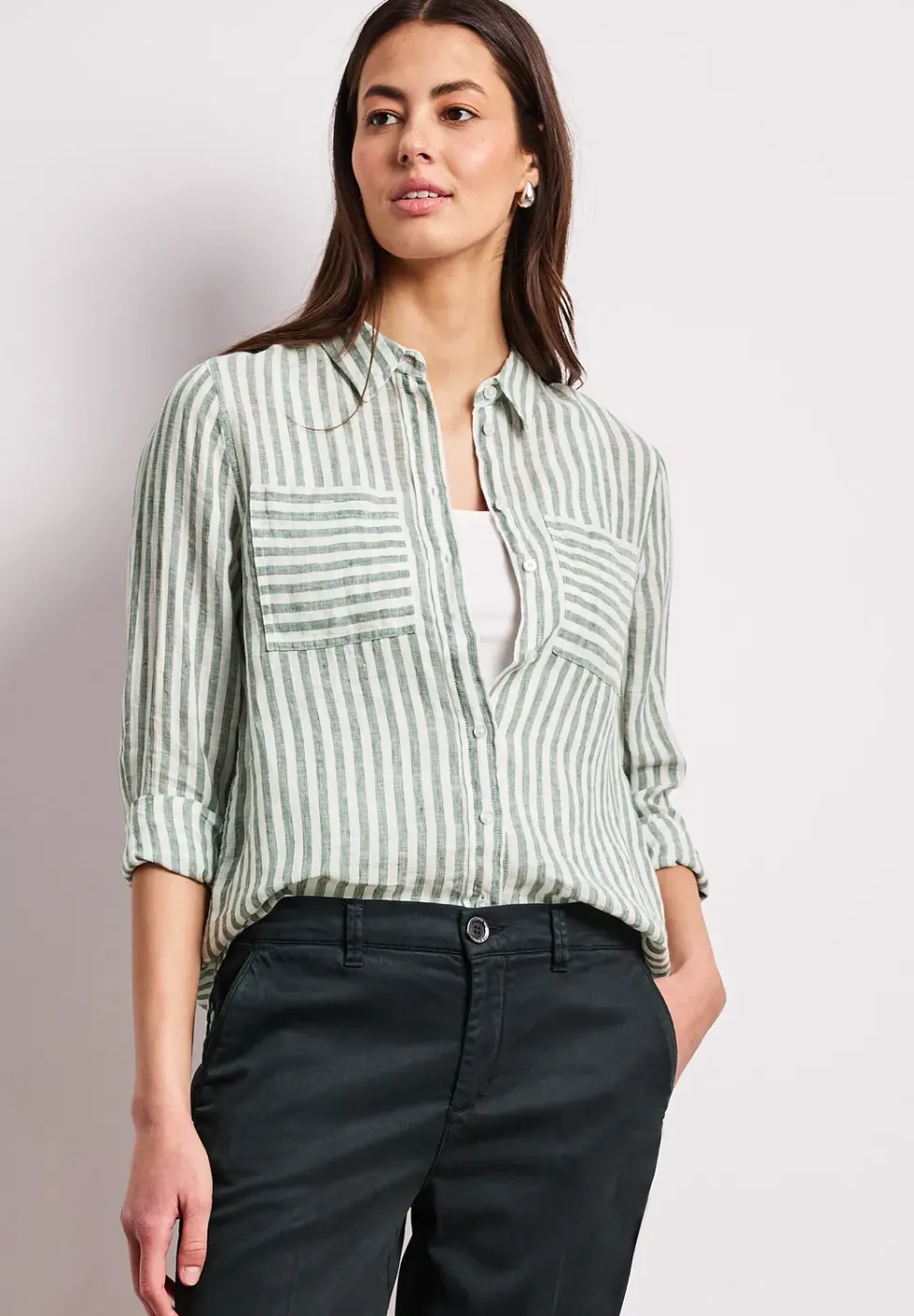 Langarm Hemdbluse aus Leinen