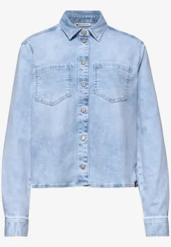 Langarm Hemdbluse in Denim-Optik