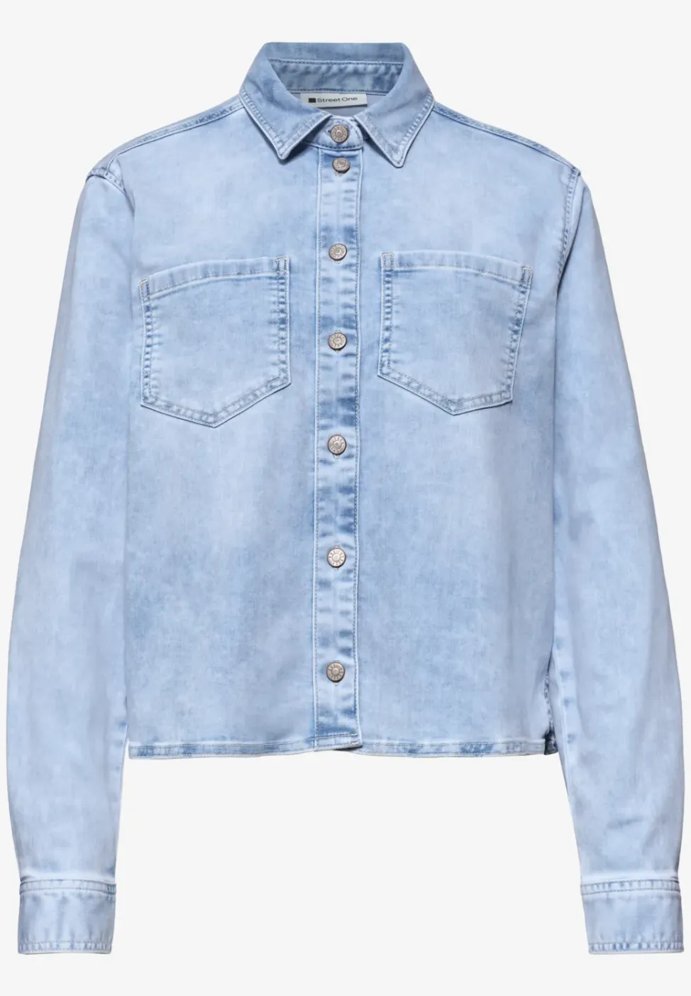 Langarm Hemdbluse in Denim-Optik
