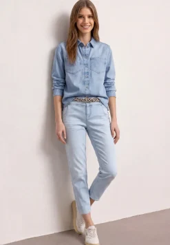Langarm Hemdbluse in Denim-Optik