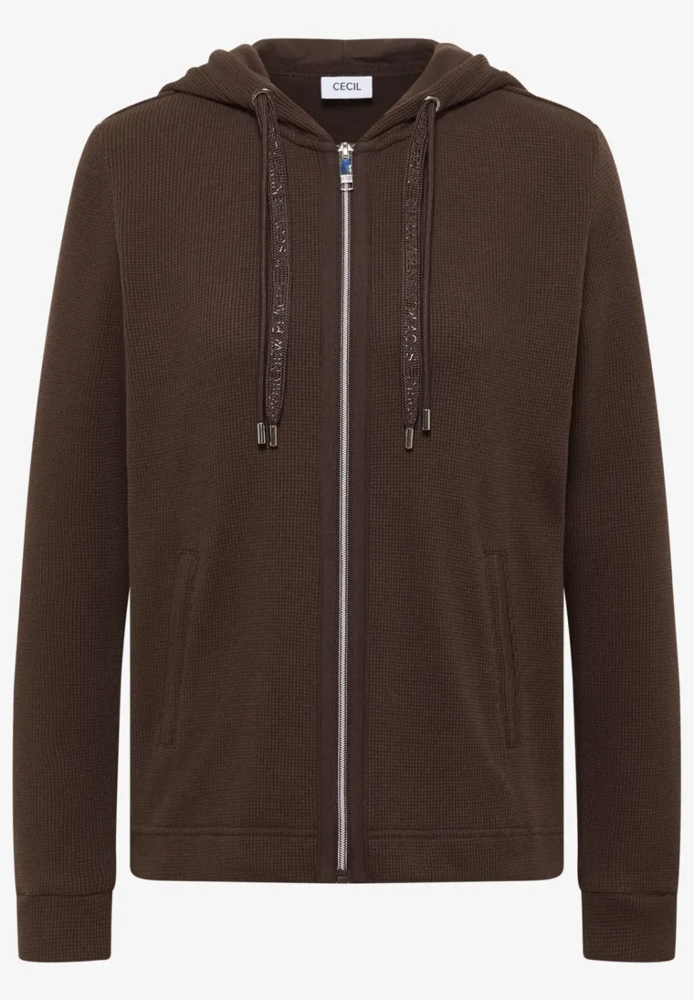Langarm Jacke mit Kapuze und Taschen