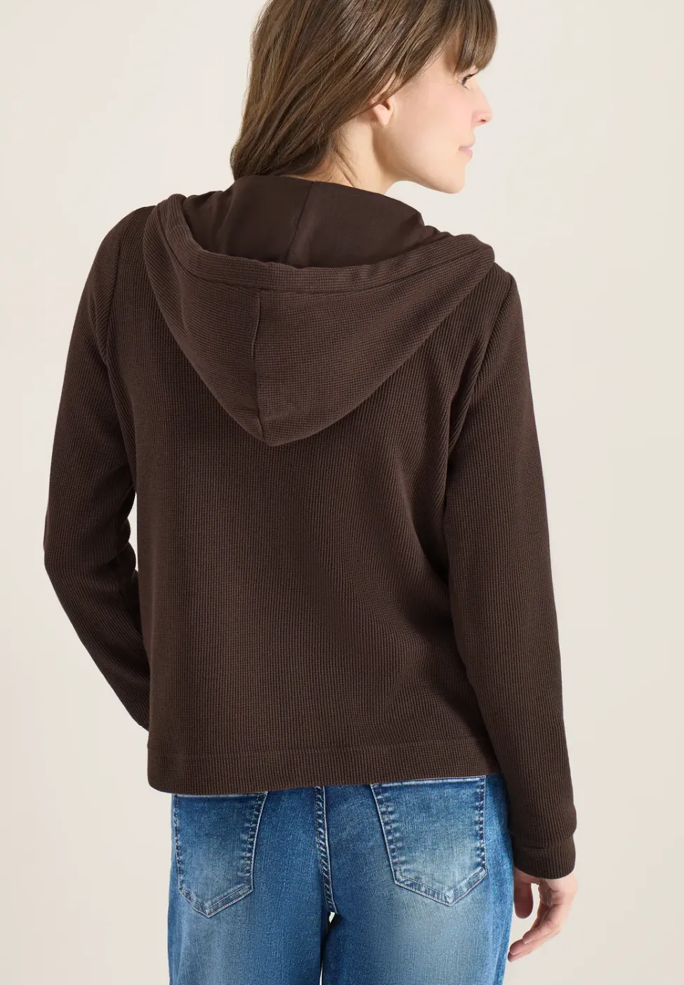 Langarm Jacke mit Kapuze und Taschen