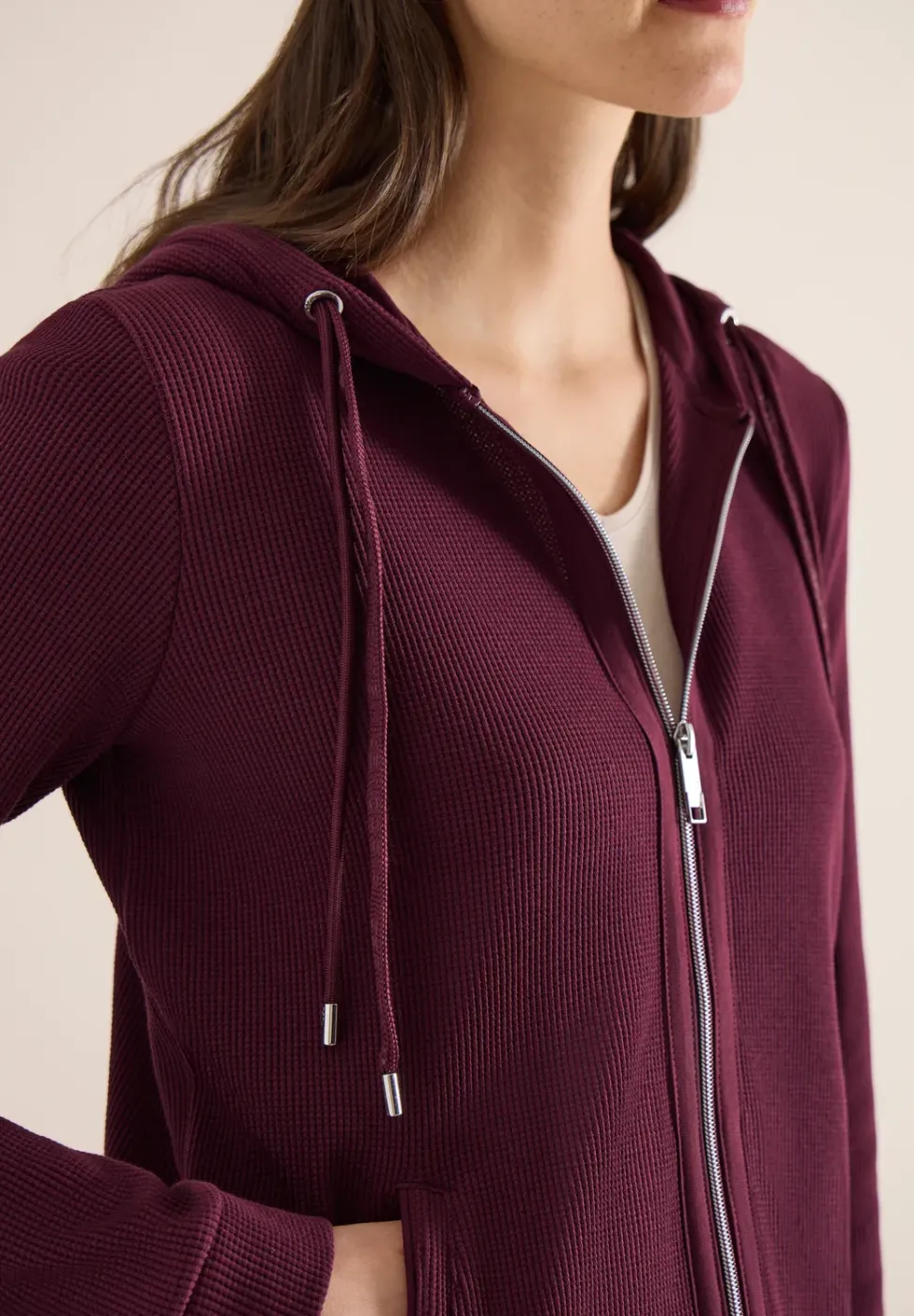 Langarm Jacke mit Kapuze und Taschen