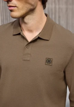 Langarm Struktur Poloshirt