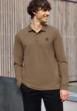 Langarm Struktur Poloshirt