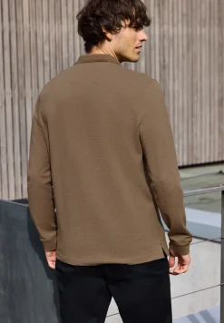 Langarm Struktur Poloshirt