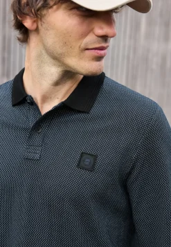 Langarm Struktur Poloshirt