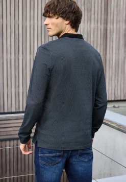 Langarm Struktur Poloshirt