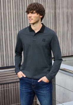 Langarm Struktur Poloshirt