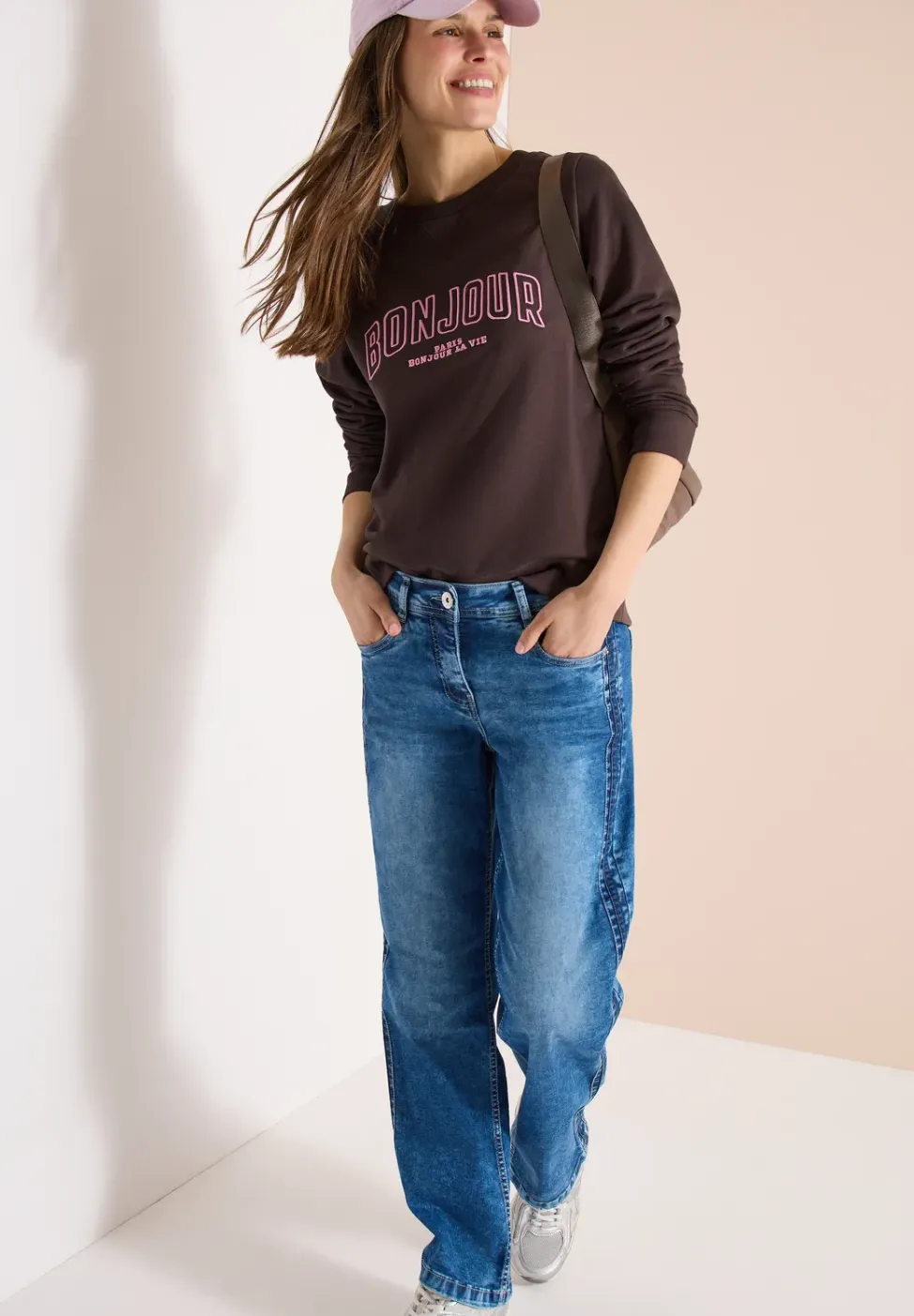 Langarm Sweatshirt mit Stickerei