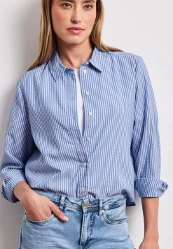 Langarm Bluse aus Seersuckerqualität