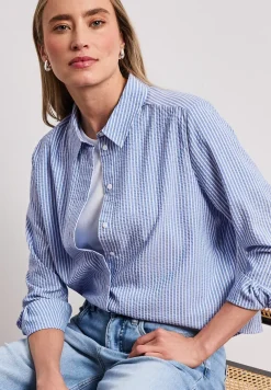 Langarm Bluse aus Seersuckerqualität