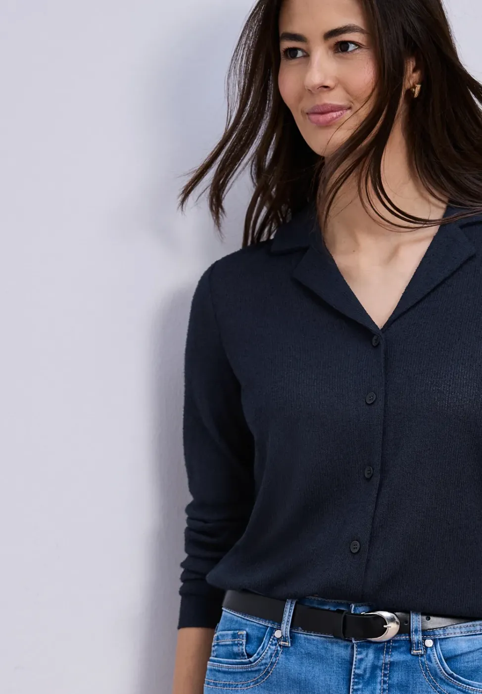 Langarm Jacke mit V-Neck