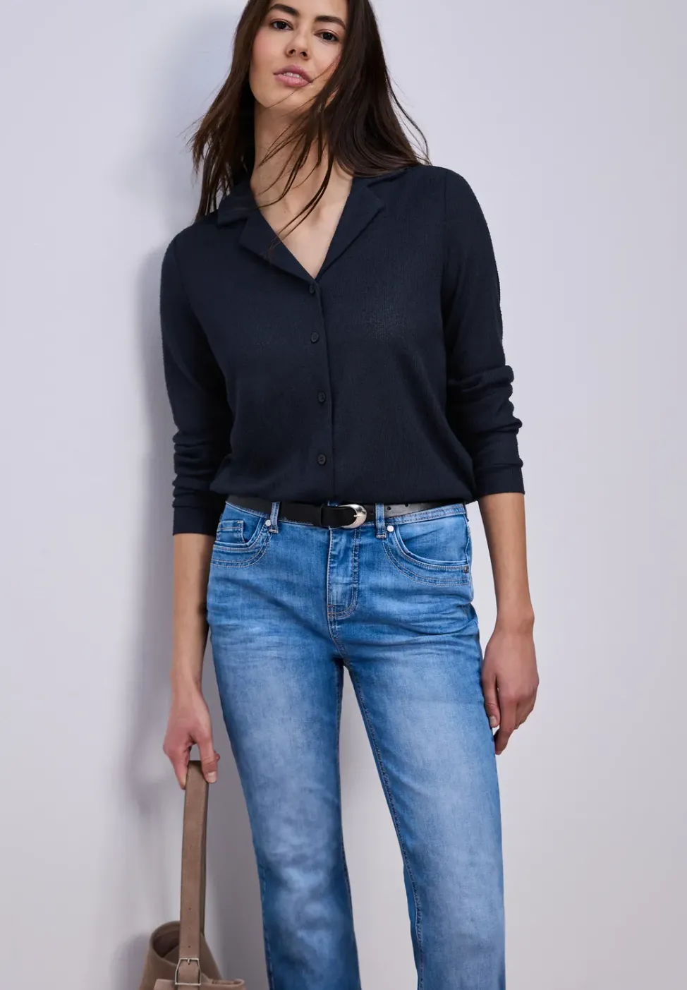 Langarm Jacke mit V-Neck