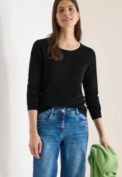 Langarm Pullover mit Rippdetail