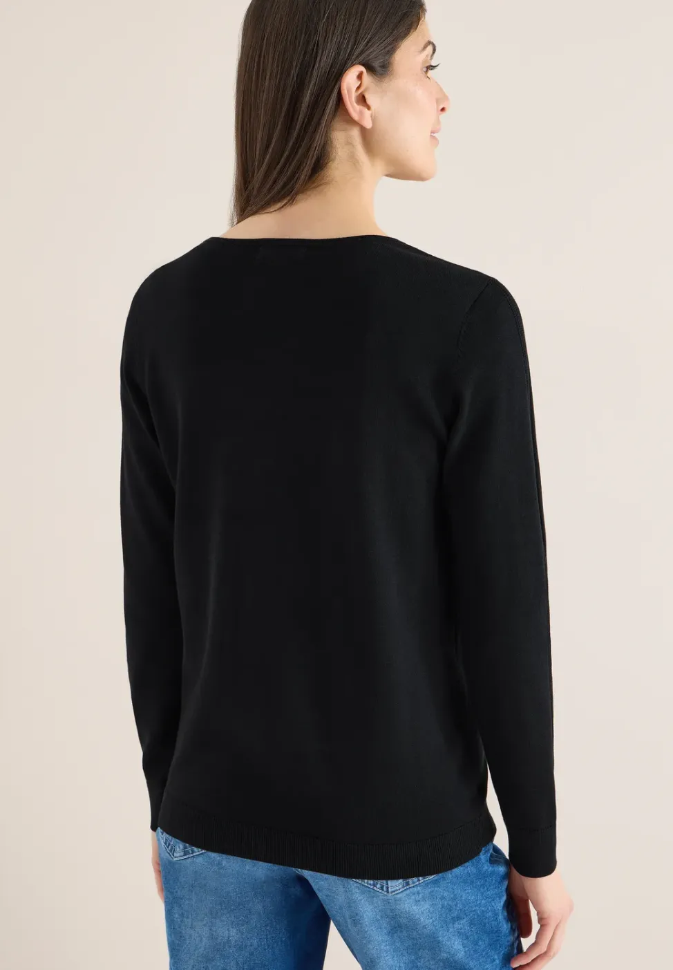 Langarm Pullover mit Rippdetail