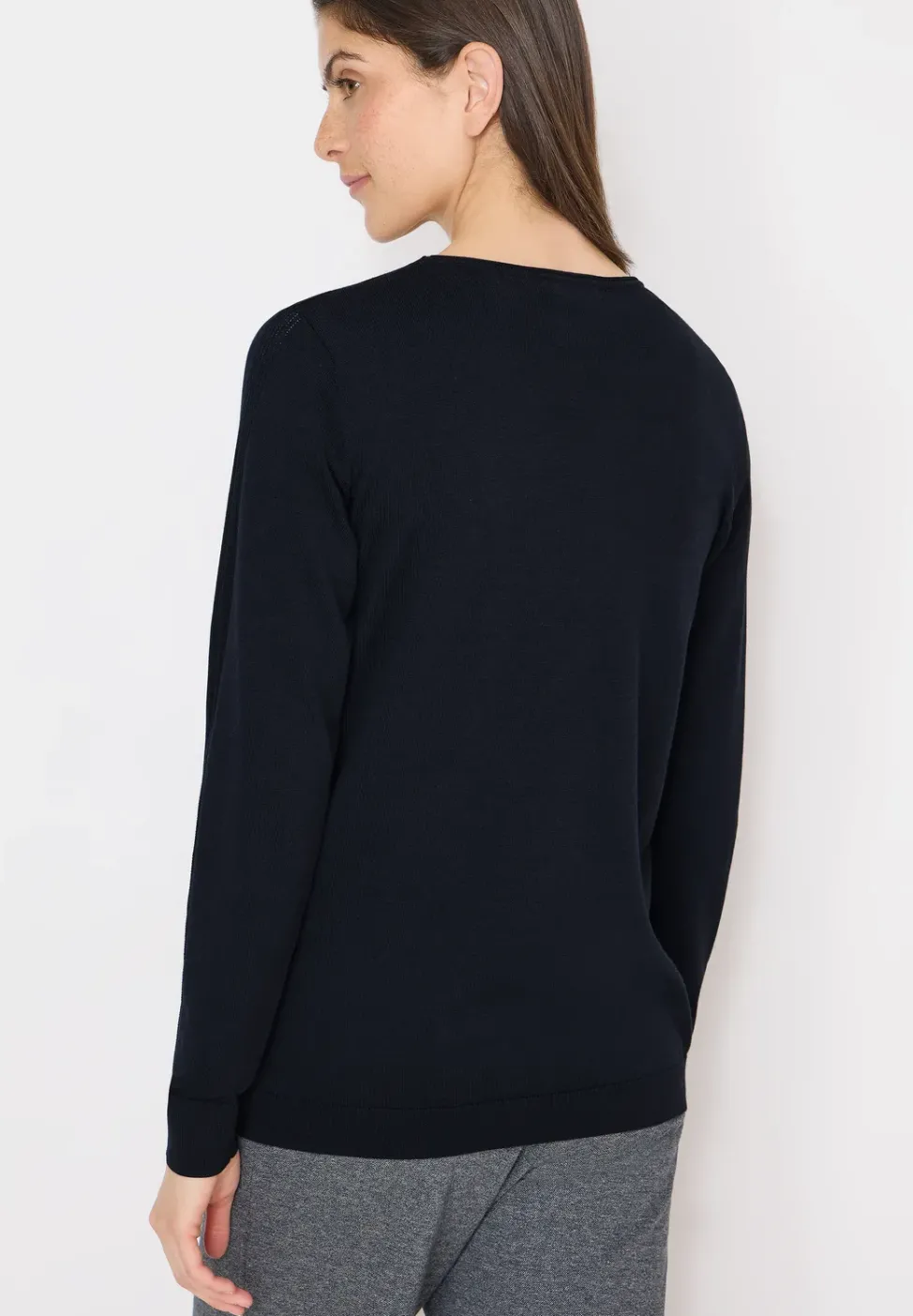 Langarm Pullover mit Rippdetail