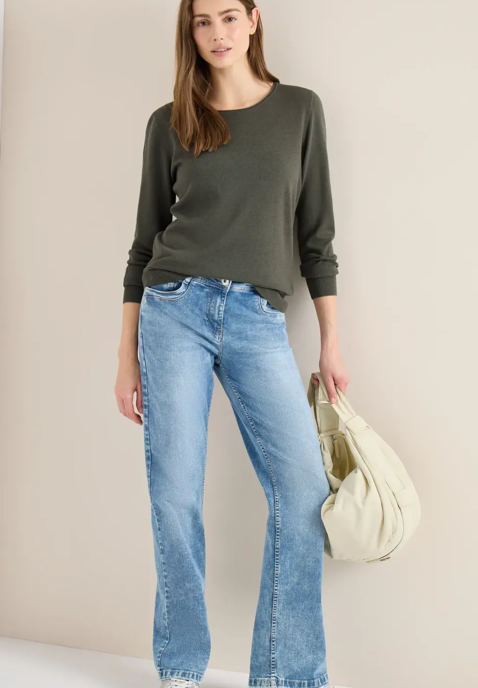 Langarm Pullover mit Rippdetail