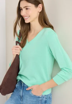 Langarm Pullover mit Rippdetail